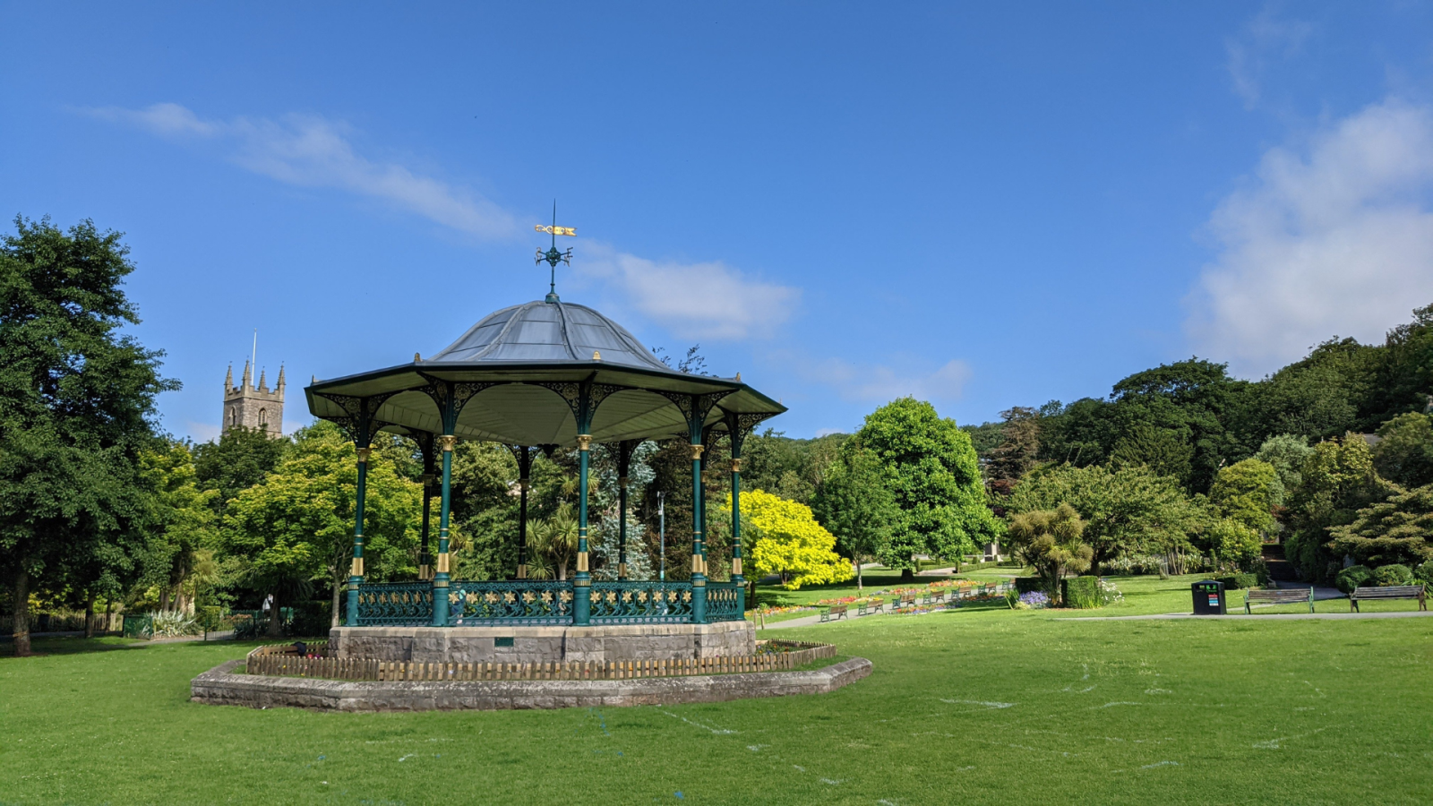 Grove Park, Weston-super-Mare with its Victorian bandstand in the foreground 